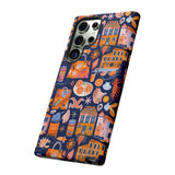 Citrus Coast Collage Phone Case - Blue Orange Trendy Coastal Art Protective Phone Cover for iPhone, Samsung, Pixel