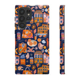 Citrus Coast Collage Phone Case - Blue Orange Trendy Coastal Art Protective Phone Cover for iPhone, Samsung, Pixel