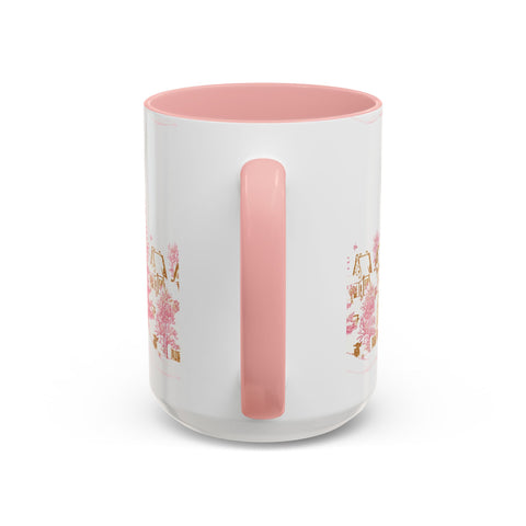 Pink Christmas Village Mug - Festive Aesthetic Holiday Cup for Coffee, Tea, Hot Cocoa