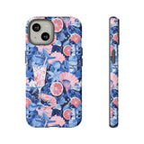 Beachy Blue Collage Phone Case - Trendy Navy Blue and Pink Aesthetic Protective Phone Cover for iPhone, Samsung, Pixel