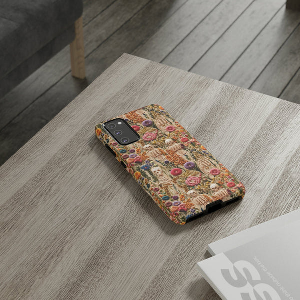 Skeletons in Bloom Garden 3D Aesthetic Phone Case for iPhone, Samsung, Pixel