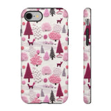 Pink Winter Woodland Aesthetic Embroidery Phone Case for iPhone, Samsung, Pixel iPhone 8 / Matte