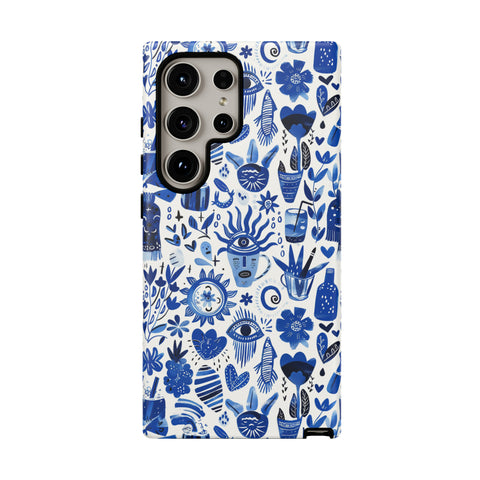 Blue State of Life Phone Case - Trendy Navy Blue Collage Protective Phone Cover for iPhone, Samsung, Pixel