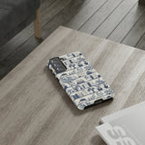 Bookshelf Phone Case - Blue and White Floral Books Protective Cover for iPhone, Samsung, Pixel