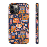 Citrus Coast Collage Phone Case - Blue Orange Trendy Coastal Art Protective Phone Cover for iPhone, Samsung, Pixel