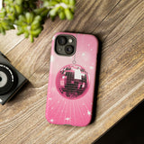 Disco Ball Phone Case - Pink Trendy Retro Mirror Ball Protective Phone Cover for iPhone, Samsung, Pixel