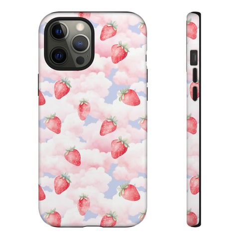 Dreamy Strawberry Cloud Phone Case - Pretty Pink Sky Protective Phone Cover for iPhone, Samsung, Pixel