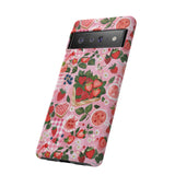 Strawberry Collage Phone Case - Pink Trendy Aesthetic Protective Phone Cover for iPhone, Samsung, Pixel