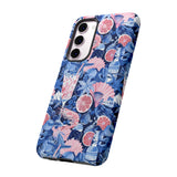 Beachy Blue Collage Phone Case - Trendy Navy Blue and Pink Aesthetic Protective Phone Cover for iPhone, Samsung, Pixel