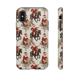 Cowboy Santa Embroidery Phone Case for iPhone, Samsung, Pixel iPhone X / Glossy