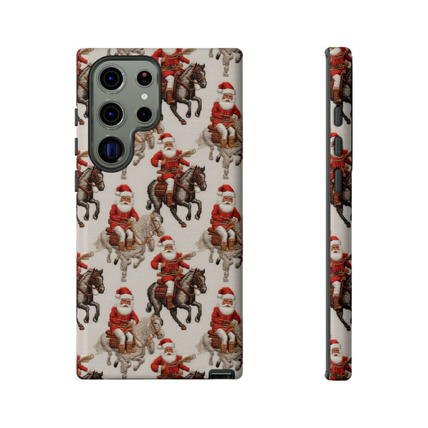 Cowboy Santa Embroidery Phone Case for iPhone, Samsung, Pixel