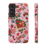Strawberry Collage Phone Case - Pink Trendy Aesthetic Protective Phone Cover for iPhone, Samsung, Pixel