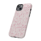 Pink Floral Bow Phone Case - Preppy Bows Protective Phone Cover for iPhone, Samsung, Pixel