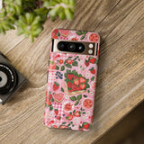 Strawberry Collage Phone Case - Pink Trendy Aesthetic Protective Phone Cover for iPhone, Samsung, Pixel