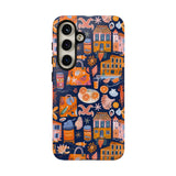 Citrus Coast Collage Phone Case - Blue Orange Trendy Coastal Art Protective Phone Cover for iPhone, Samsung, Pixel