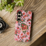 Strawberry Collage Phone Case - Pink Trendy Aesthetic Protective Phone Cover for iPhone, Samsung, Pixel