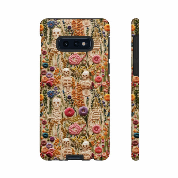 Skeletons in Bloom Garden 3D Aesthetic Phone Case for iPhone, Samsung, Pixel