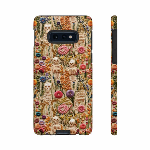 Skeletons in Bloom Garden 3D Aesthetic Phone Case for iPhone, Samsung, Pixel