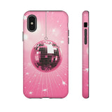 Disco Ball Phone Case - Pink Trendy Retro Mirror Ball Protective Phone Cover for iPhone, Samsung, Pixel