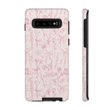 Pink Floral Bow Phone Case - Preppy Bows Protective Phone Cover for iPhone, Samsung, Pixel