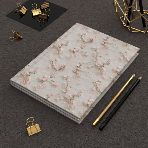 Delicate Pink Lace Flowers Journal - Vintage Floral Hardcover Notebook