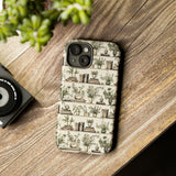 Bookshelf Phone Case - Neutral Beige Books and Plants Protective Cover for iPhone, Samsung, Pixel