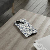 Bookshelf Phone Case - Blue and White Floral Books Protective Cover for iPhone, Samsung, Pixel