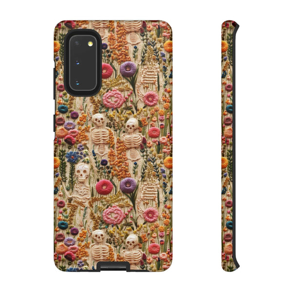 Skeletons in Bloom Garden 3D Aesthetic Phone Case for iPhone, Samsung, Pixel