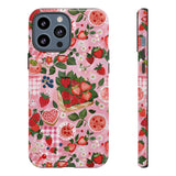 Strawberry Collage Phone Case - Pink Trendy Aesthetic Protective Phone Cover for iPhone, Samsung, Pixel