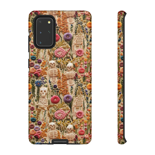 Skeletons in Bloom Garden 3D Aesthetic Phone Case for iPhone, Samsung, Pixel