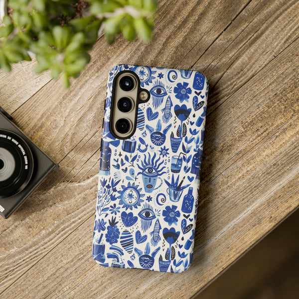 Blue State of Life Phone Case - Trendy Navy Blue Collage Protective Phone Cover for iPhone, Samsung, Pixel