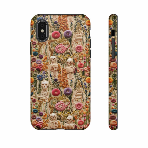 Skeletons in Bloom Garden 3D Aesthetic Phone Case for iPhone, Samsung, Pixel