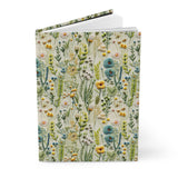Green Meadow Wildflowers Embroidery Journal - Hardcover Blank Notebook