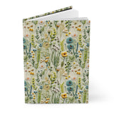 Green Meadow Wildflowers Embroidery Journal - Hardcover Blank Notebook