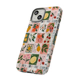 Fruit Stamps Collage Phone Case - Trendy Stickers Aesthetic Protective Phone Cover for iPhone, Samsung, Pixel