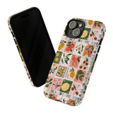 Fruit Stamps Collage Phone Case - Trendy Stickers Aesthetic Protective Phone Cover for iPhone, Samsung, Pixel