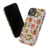 Fruit Stamps Collage Phone Case - Trendy Stickers Aesthetic Protective Phone Cover for iPhone, Samsung, Pixel