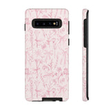 Pink Floral Bow Phone Case - Preppy Bows Protective Phone Cover for iPhone, Samsung, Pixel