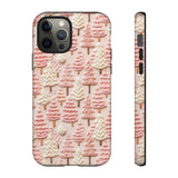 Pink Christmas Trees 3D Embroidery Phone Case for iPhone, Samsung, Pixel iPhone 12 Pro / Glossy