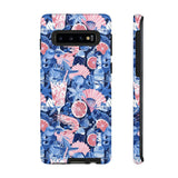 Beachy Blue Collage Phone Case - Trendy Navy Blue and Pink Aesthetic Protective Phone Cover for iPhone, Samsung, Pixel