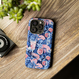 Beachy Blue Collage Phone Case - Trendy Navy Blue and Pink Aesthetic Protective Phone Cover for iPhone, Samsung, Pixel