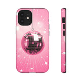 Disco Ball Phone Case - Pink Trendy Retro Mirror Ball Protective Phone Cover for iPhone, Samsung, Pixel