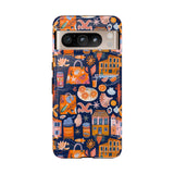 Citrus Coast Collage Phone Case - Blue Orange Trendy Coastal Art Protective Phone Cover for iPhone, Samsung, Pixel