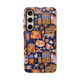 Citrus Coast Collage Phone Case - Blue Orange Trendy Coastal Art Protective Phone Cover for iPhone, Samsung, Pixel