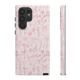 Pink Floral Bow Phone Case - Preppy Bows Protective Phone Cover for iPhone, Samsung, Pixel