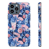 Beachy Blue Collage Phone Case - Trendy Navy Blue and Pink Aesthetic Protective Phone Cover for iPhone, Samsung, Pixel