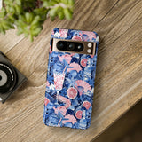 Beachy Blue Collage Phone Case - Trendy Navy Blue and Pink Aesthetic Protective Phone Cover for iPhone, Samsung, Pixel