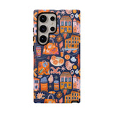 Citrus Coast Collage Phone Case - Blue Orange Trendy Coastal Art Protective Phone Cover for iPhone, Samsung, Pixel