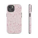 Pink Floral Bow Phone Case - Preppy Bows Protective Phone Cover for iPhone, Samsung, Pixel