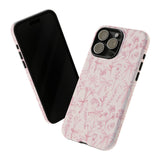 Pink Floral Bow Phone Case - Preppy Bows Protective Phone Cover for iPhone, Samsung, Pixel